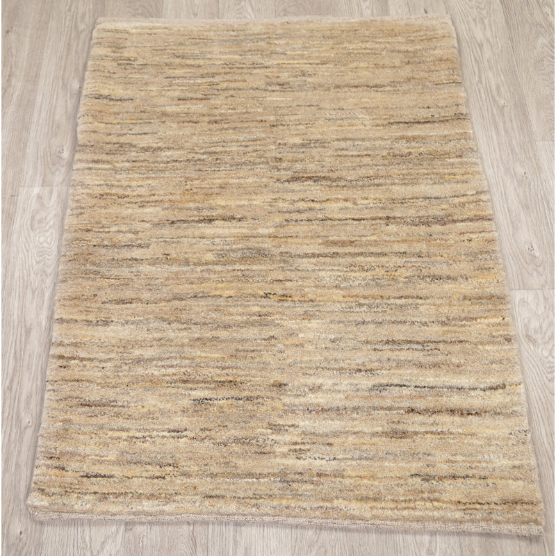 Tapis en laine beige 2 pi 11 po x 3 pi 11 po one-of-kind main noué la Alida