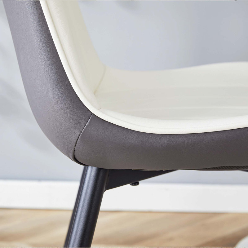 Ensemble de 4 chaises de salle à manger en polyuréthane, Gris foncé / Blanc