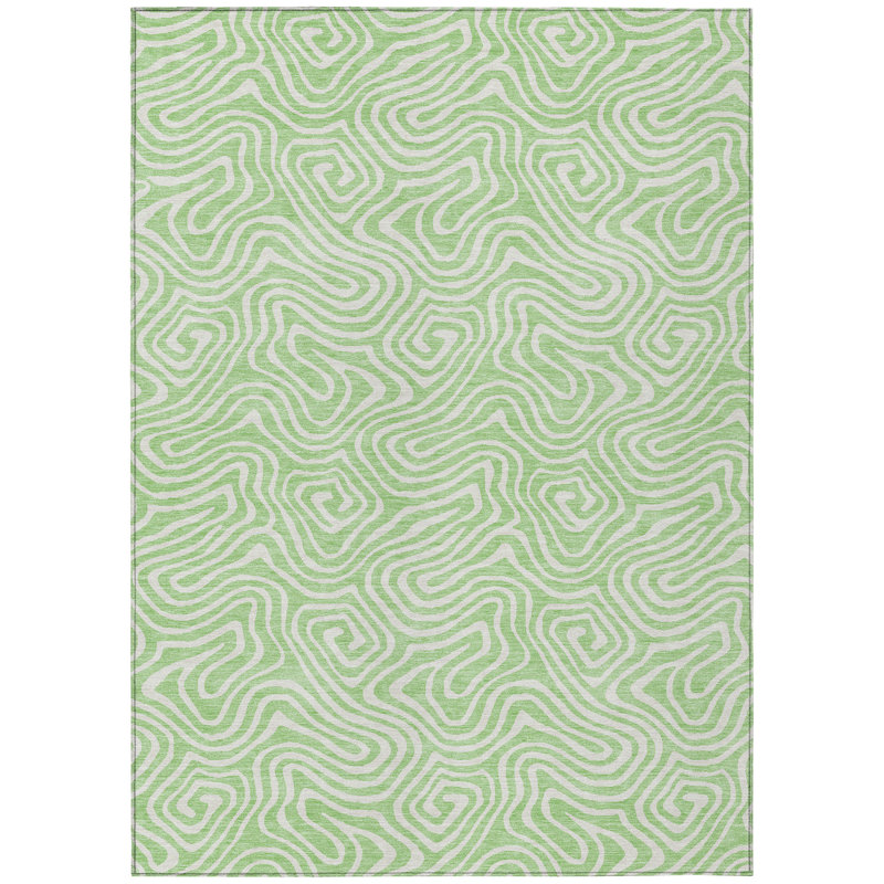 Raya Green Washable Indoor-Outdoor Rug - , 9' x 12'