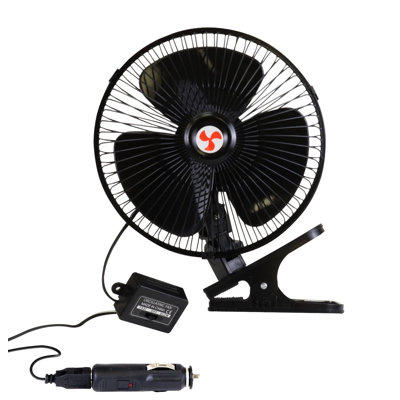 Koolatron 12V ClipOn Oscillating Car Fan 2 Speed Vehicle Fan