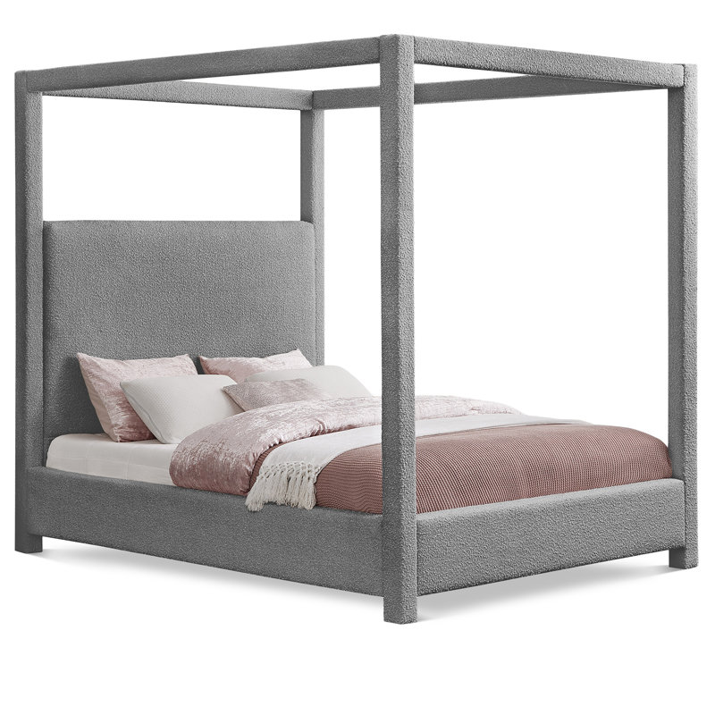 Denn Donnelly Bed, Queen, Grey Boucle Fabric