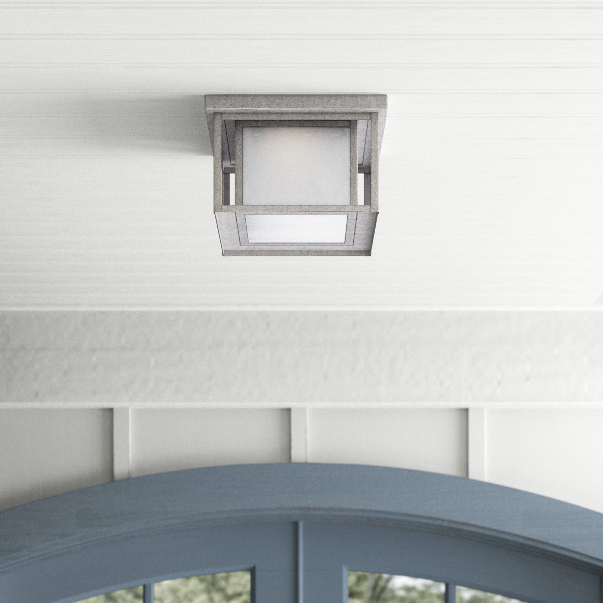 Vermont Square Outdoor Flush Mount, Weathered Pewter