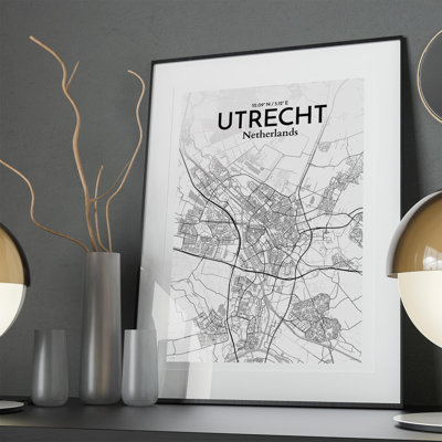 Utrecht City Map In Tones - No Frame Print