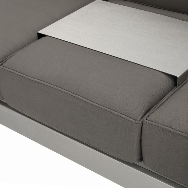 Canapé 3 places avec plateau en métal, Grey Cushion/Light GrayFrame