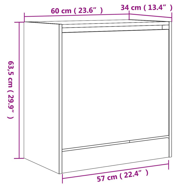 3 Pair Shoe Storage Cabinet, White