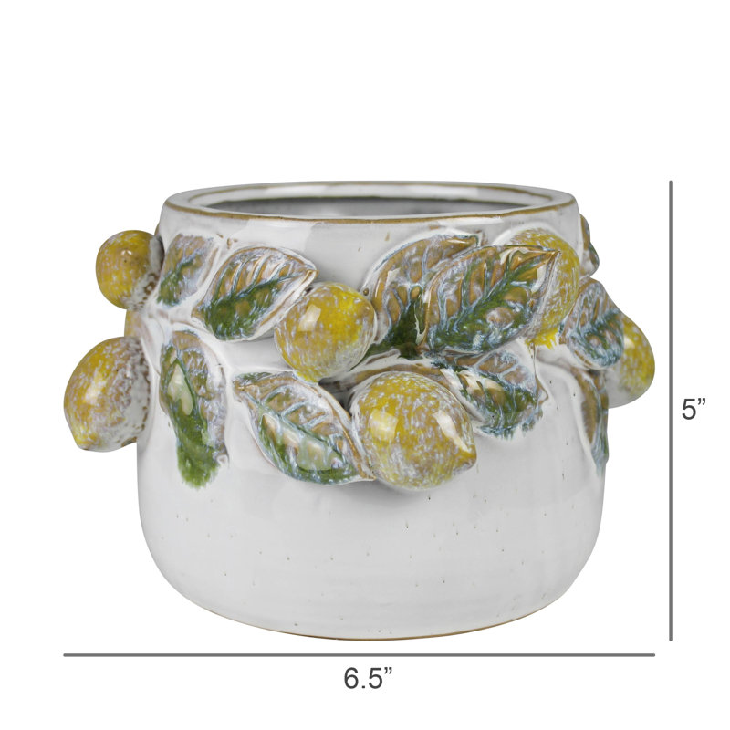 Cache-pot citron, céramique - 4 po