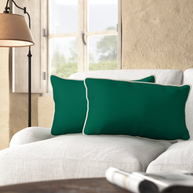 Housse et insert de coussin d'extérieur rectangulaire Rene, Vert, 12 po x 24 po