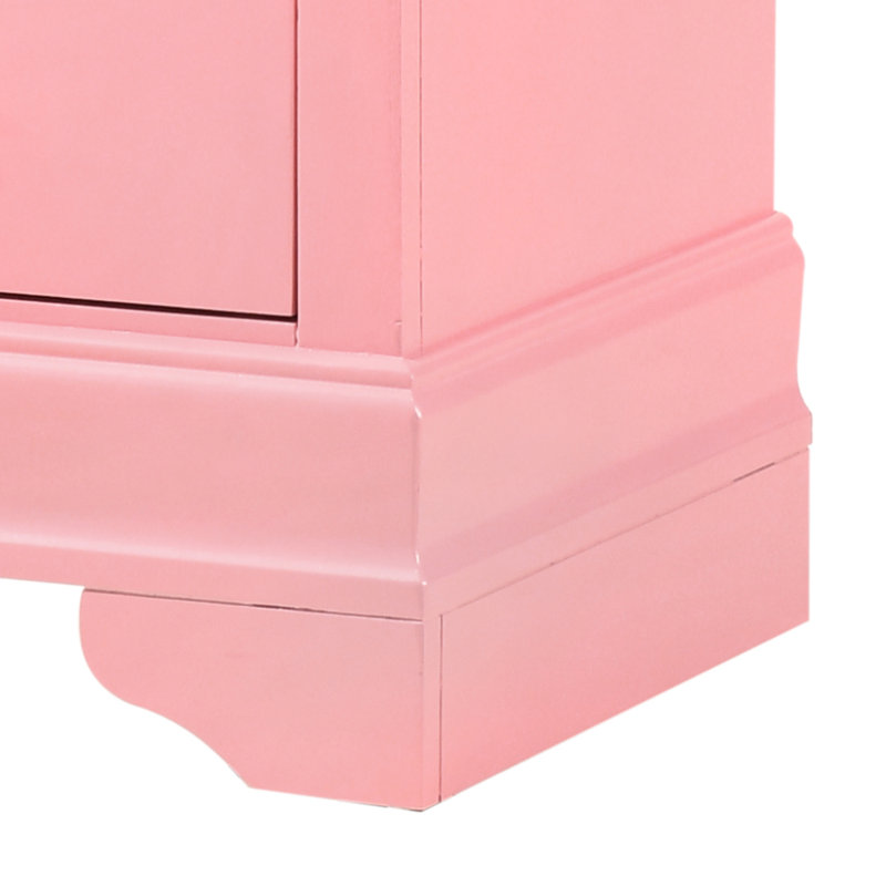 LouisPhillipe 2-Drawers Nightstand, Pink, Pink