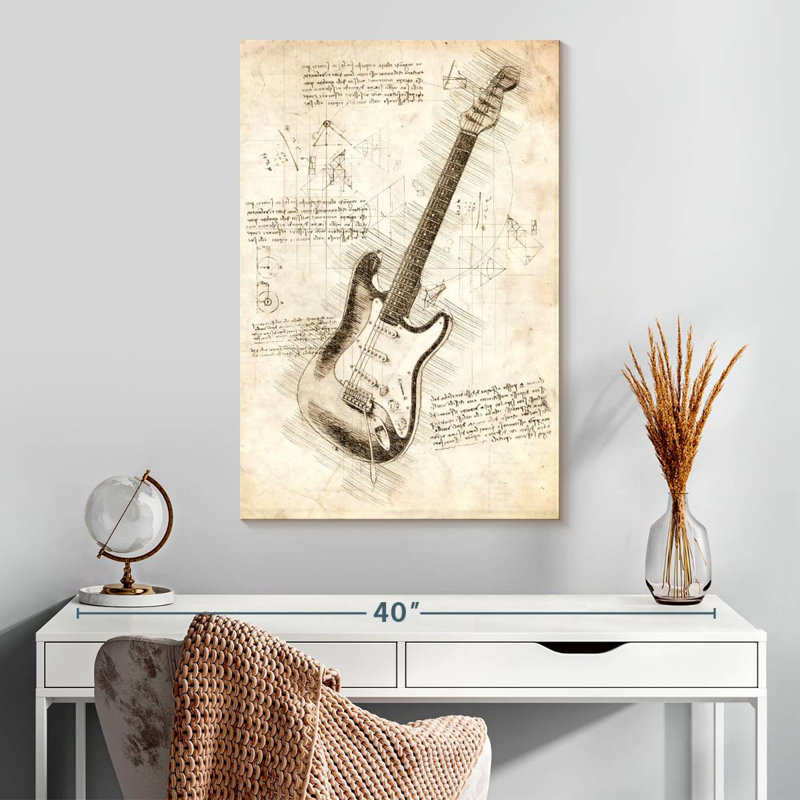 Abarca Electric Guitar Blueprint, 30" H x 20" W