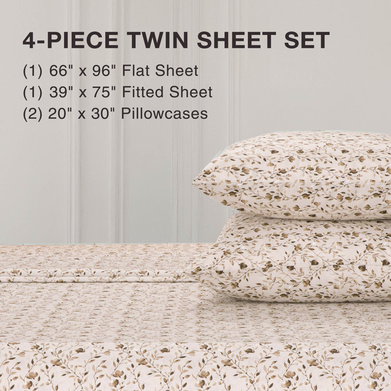 BCBG Microfiber Sheet Sets with Extra Pillowcases, King, Krista-Beige