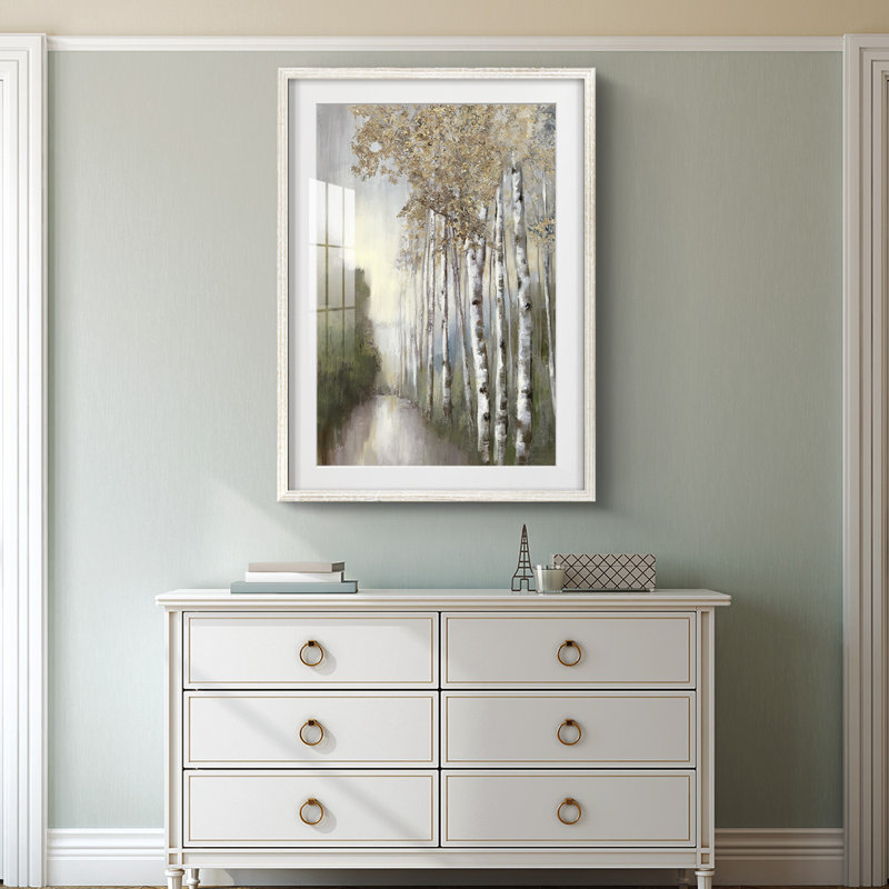 Woodland Walk Neutral - Impression encadrée, H 28,5 po x l 20,5 po, Blanc