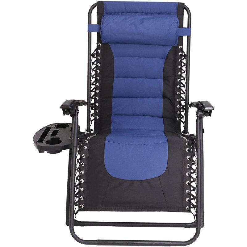Altera Premium XL Oversized Padded Zero Gravity Chair Lounger w/Headrest, Cup Holder, Side Tray, Blue