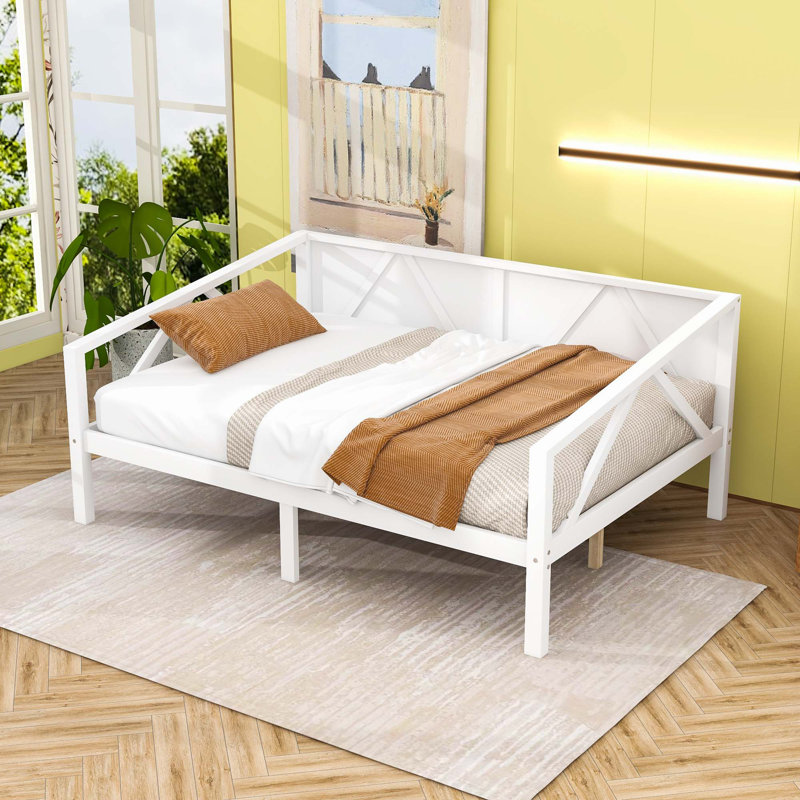 Wooden Daybed with Additional Storage Space, Full, White