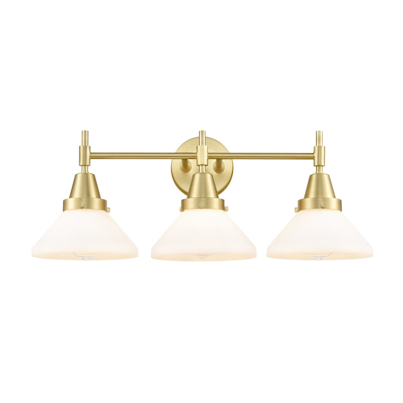 Gayle 3 - Light Dimmable Vanity Light, 60 Watt Vintage Incandescent Bulb, White, Satin Brass