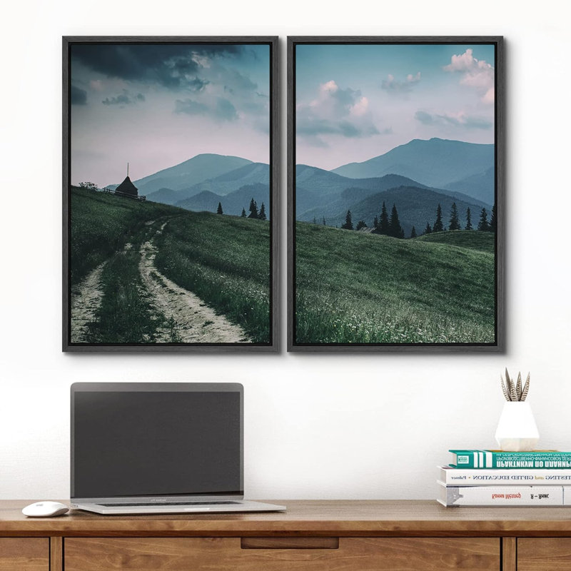 "Countryside Trail", chaîne de montagnes, paysage naturel, impression sur toile, 2 pièces, H 24 po x l 32 po x P 1,5 po