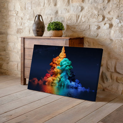 Canvas A Vibrant Surreal Explosion Of Color Emanates From A Central Wall Art Point Resembling A Volcanic Eruption With Billowing Canvas Wall Art