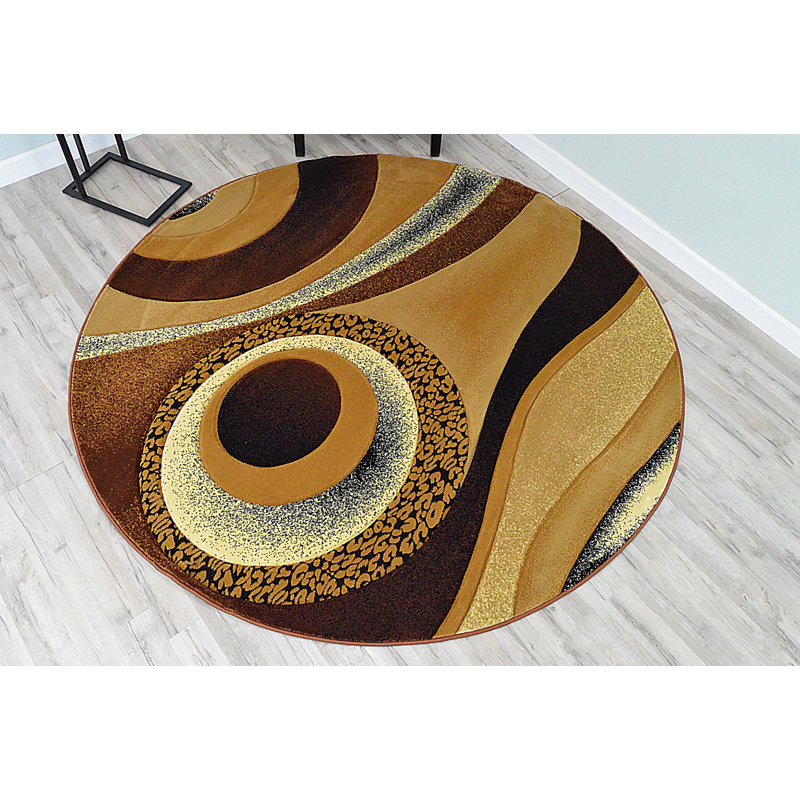 Mccampbell Abstract Area Rug, Rectangle 9'2" x 12'5", Chocolate/Brown/Beige