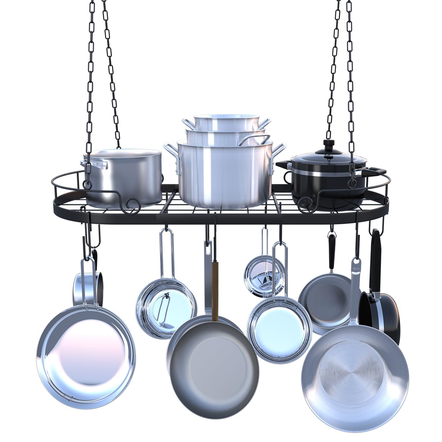 Prep & Savour 33' Oval Pan Rack Hanging, Heavy Duty Ceiling Pot Rack ...
