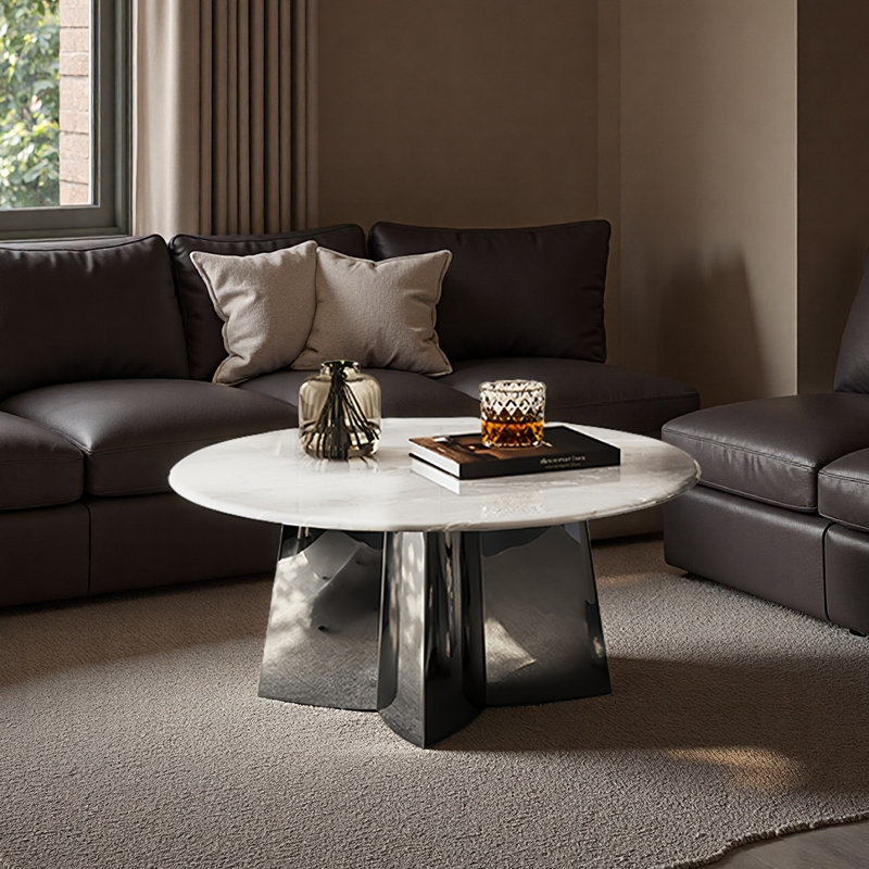 Table basse italienne en marbre, H 15,9 po x L 31,5 po x l 31,5 po