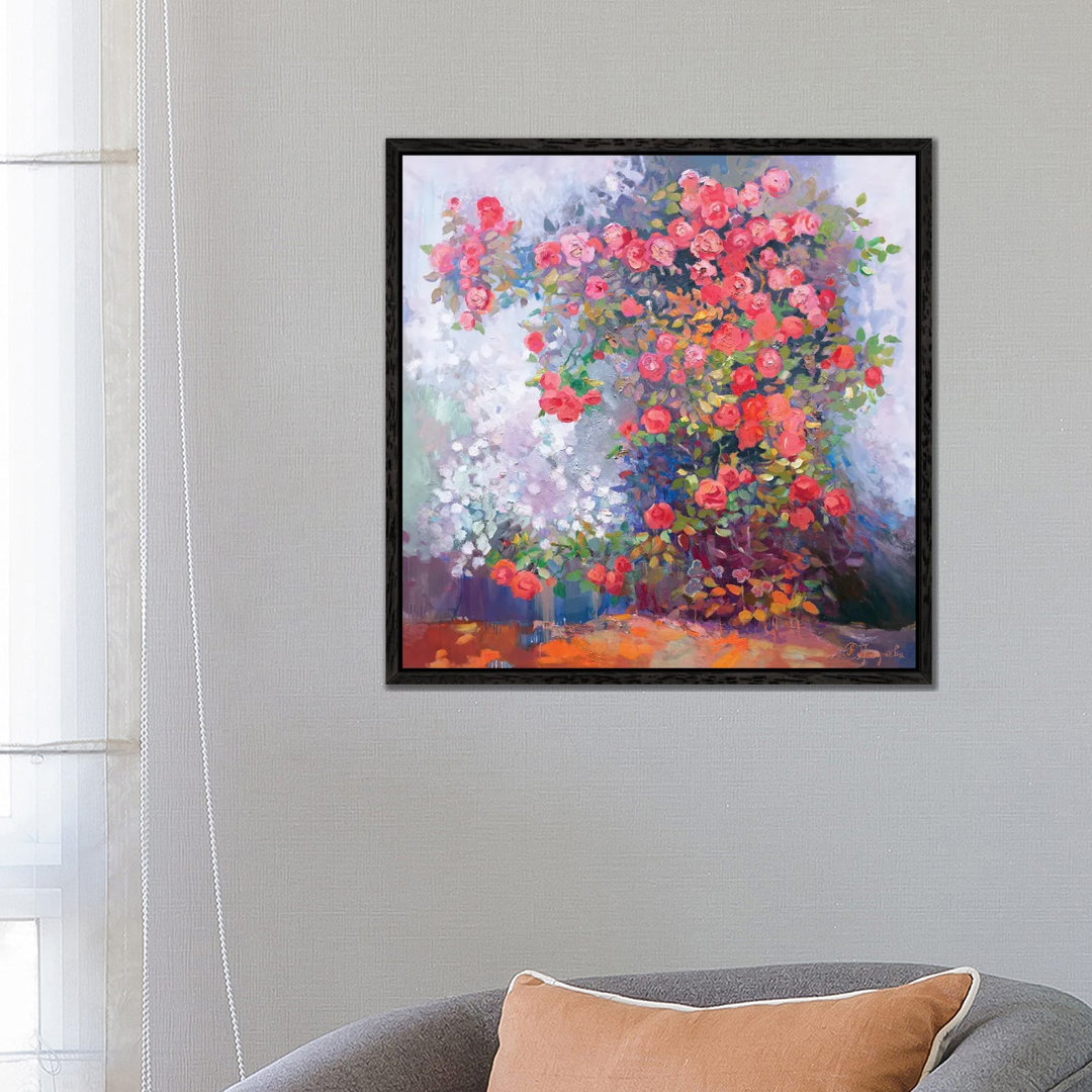 Scharlachrote Rosen von Anastasiia Grygorieva - Galerie-umwickelte Leinwand Giclée auf Leinwand