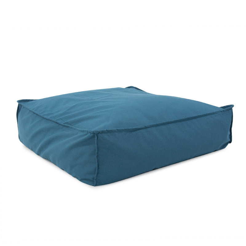 Albelo-Sire Upholstered Outdoor Ottoman with Sunbrella® Cushion, Seascape Turquoise