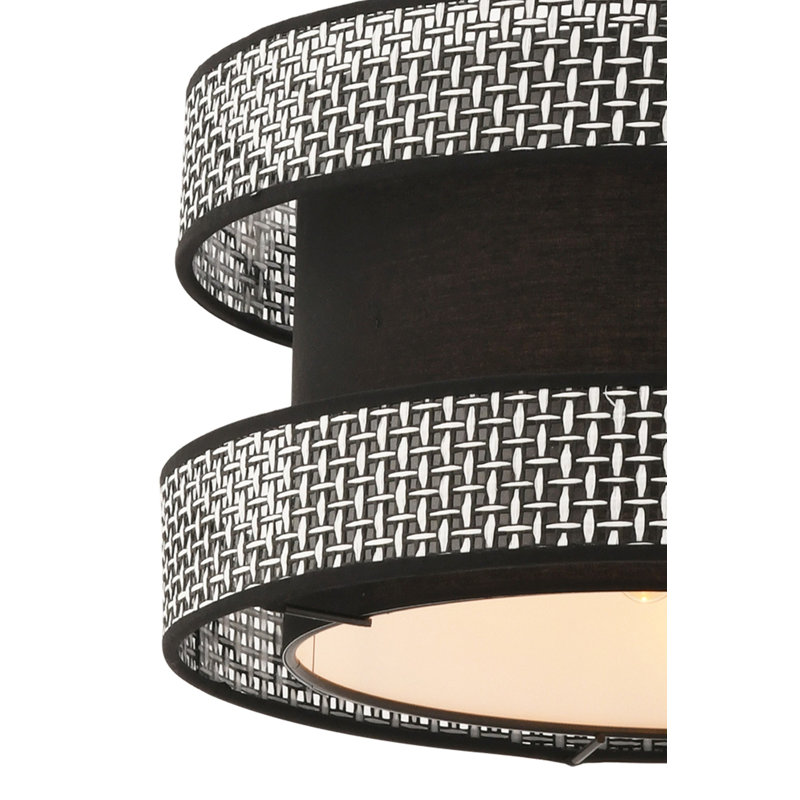 Luminaire de lustre élégant en métal, gris et noir, 25,6 po x 25,6 po x 7,9 po | Certifié CE, douille E27 pour ampoule de 60 W maximum | Élégant capuchon en coton, parfait pour la décoration de la salle à manger et de l'espace de vie