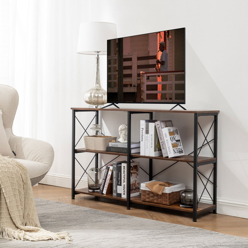 Table de canapé Avellina, console industrielle à 3 niveaux, table de vestibule rustique pour entrée / couloir, salon - meuble télé avec tablettes de rangement