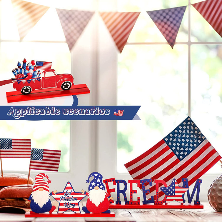 The Holiday Aisle® 3 Pieces 4Th Of July Table Decoration Centerpieces,  Independence Day Wood Centerpieces Sign For Fourth Of July Party Table  Decoration, Patriotic Wood Sign Table Topper For Home Desk Deco