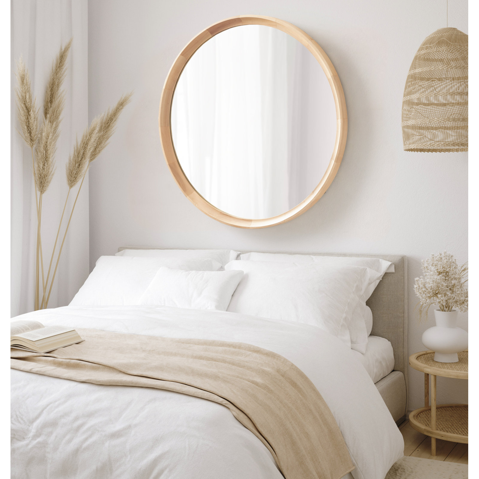 Zoie Wood Mirror, Natural, 34" x 34"