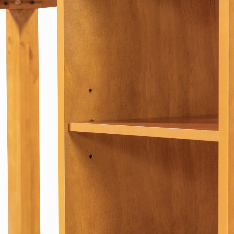 Ensemble de table de salle à manger à hauteur de comptoir en bois massif 60 po x l 30 po avec tablettes de rangement à 3 niveaux et chaises rembourrées pour 4, 5 pièces