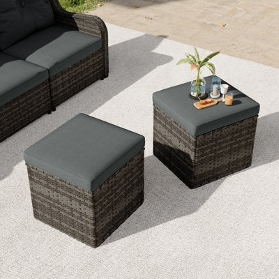 Bellamy Stylish PE Wicker Square Outdoor Patio Ottoman