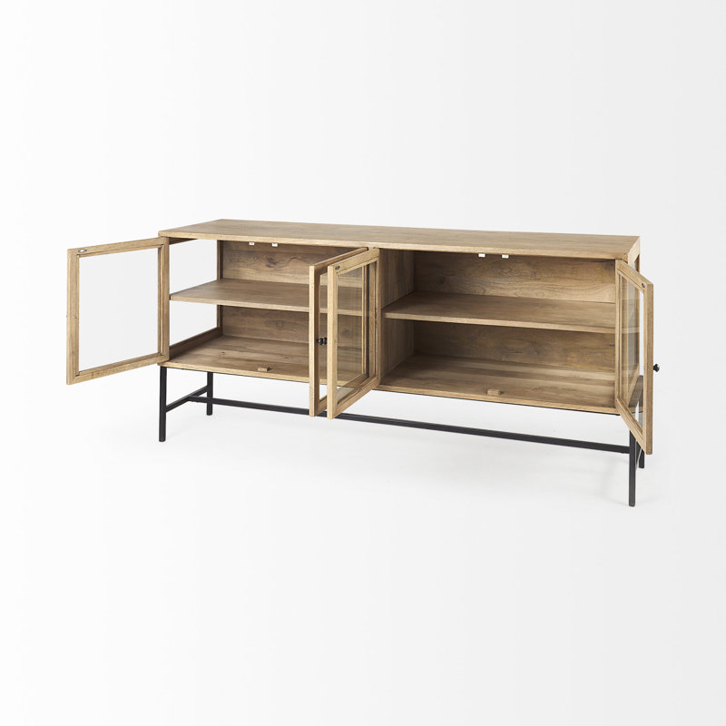Arelius 70'' W Solid Wood Sideboard, Black/Light Brown