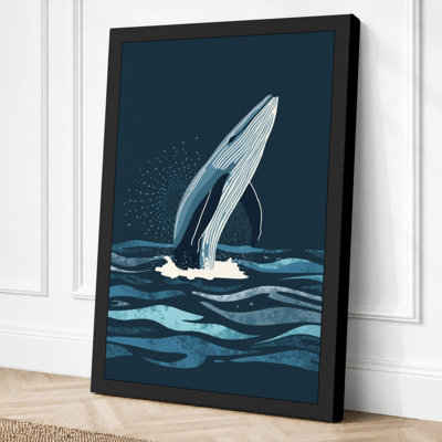 Whale Breaches Coastal - Wrapped Canvas