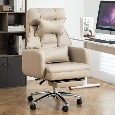 Chaise de bureau pivotante et ergonomique, chaise de bureau en cuir à haut dossier avec appui-tête lombaire, fauteuil Boss confortable et confortable, chaise d'ordinateur inclinable à 155 °