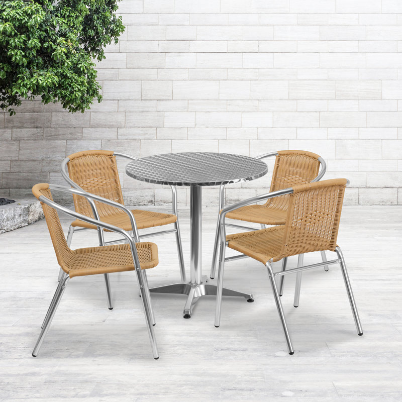 Haverhill Round 5 Piece Dining Set, 27.25" H x 27.5" W x 27.5" D, Beige