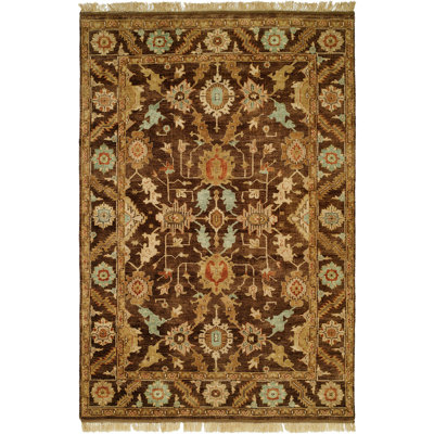 Tapis oriental en laine noué à la main brun