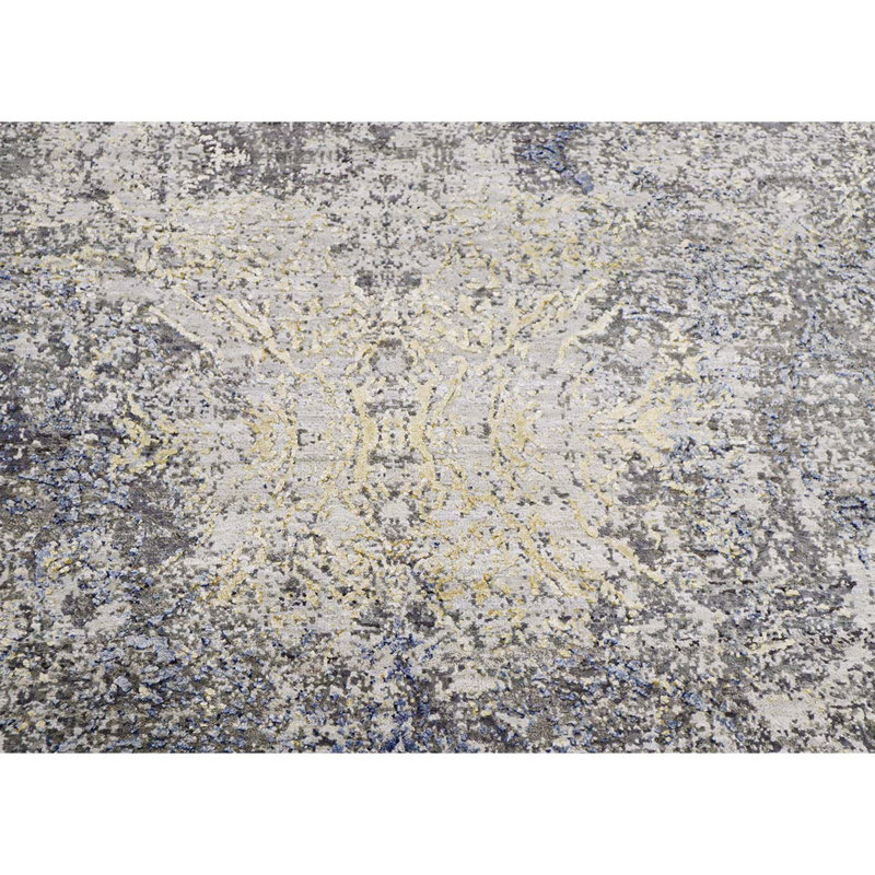 Hand Knotted Abstract Area Rug, Rectangle 9' x 12'