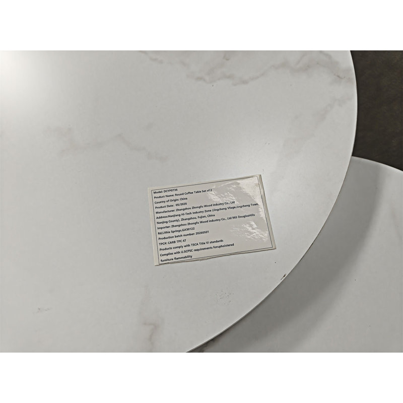 Ensemble de 2 tables basses gigognes, Blanc / doré