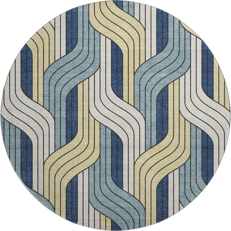 Tapis de qualité supérieure lavable à la machine Mayfield AMF2422, Sarcelle, Rond 8 pi
