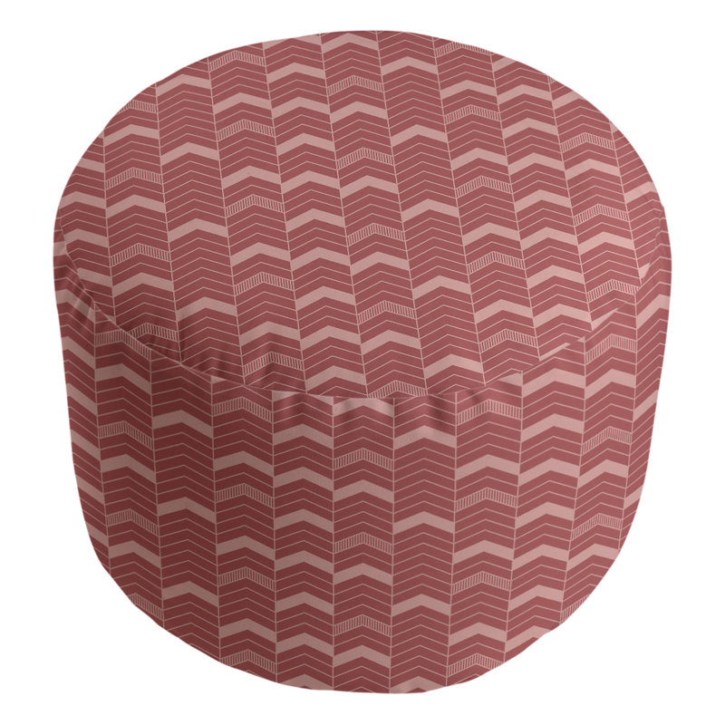 Upholstered Pouf, Dark Red