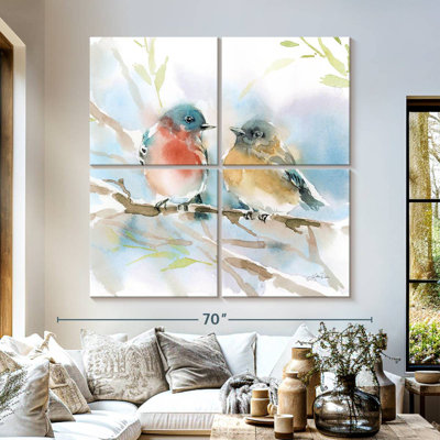 Paire d'oiseaux bleus Brampt au printemps