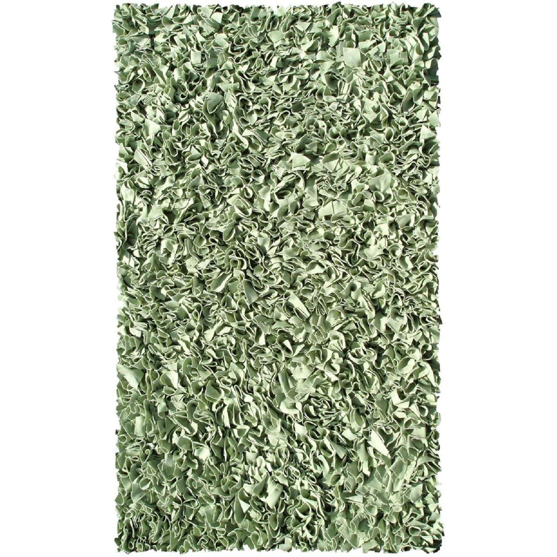 Tapis intérieur / extérieur en coton couleur unie tressé à la main 4 pi 7 po x 7 pi 7 po vert sauge