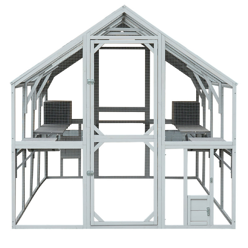 Grande maison d'extérieur pour chaton - parc de 110 po avec plateformes bleu + gris, imperméable et divertissant pour chat + gris d'une hauteur de 73,08 po, confortable et spacieux