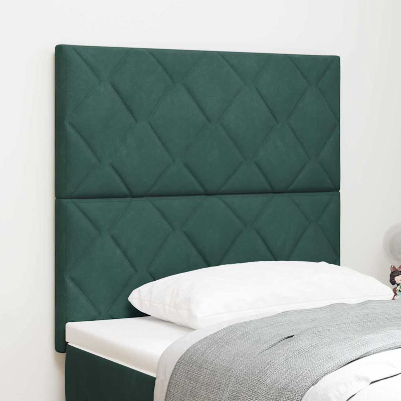 Fabric Headboard Geometric With Headboard Fabric, Single, Dark Green