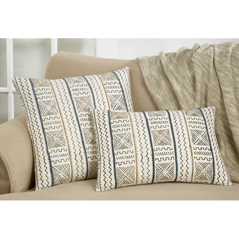 White Mud Cloth Design Square Throw Pillow