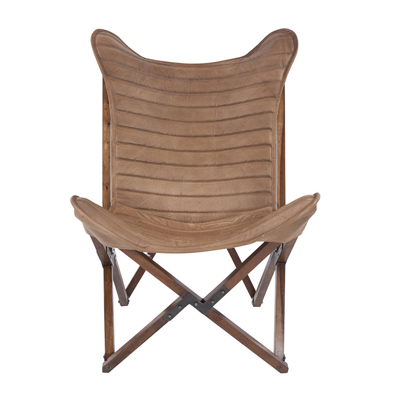 Alinea Accent Chair, Brown Genuine Leather, Brown