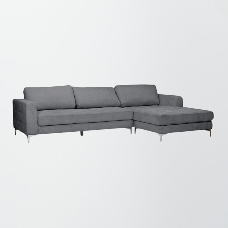 Canapé modulaire rembourré Anna-Leigh au fini gris, H 34,10 po x l 117,23 po x P 106,10 po, Cuir synthétique gris
