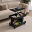 Table basse à roulettes avec plateau pivotant à 360°, compartiment de rangement et compartiment de rangement intégré – Noir-167806278