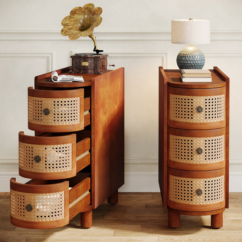 Cierah 2PCS Solid Wood End Table, Walnut