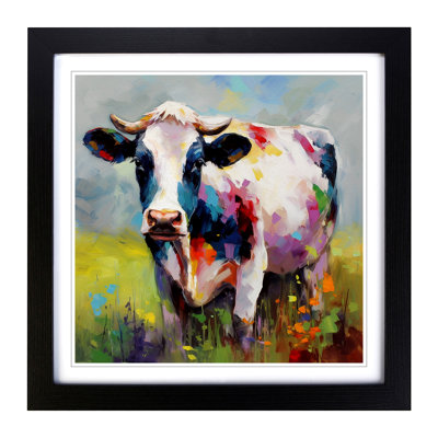 Cow Colour Field Painting - Framed Print
